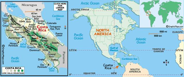 costa rica maps, map of costa rica, outline map of costa rica