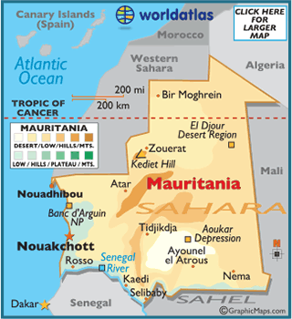 map of Mauritania